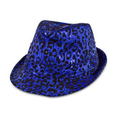 LED Blue Leopard Sequin Fedora